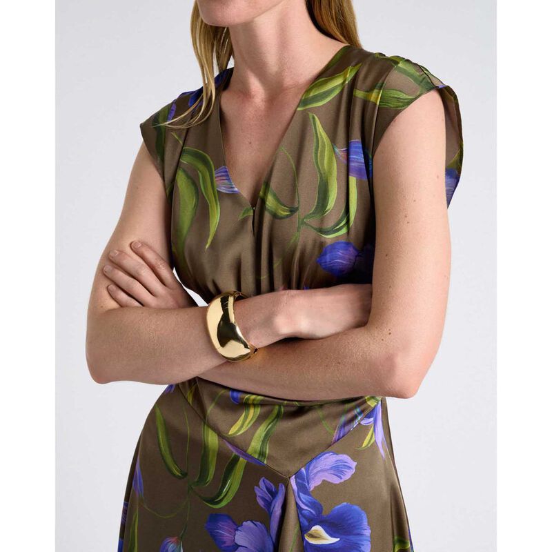 Cue Olive Iris Serenade Satin Midi Dress image number 2